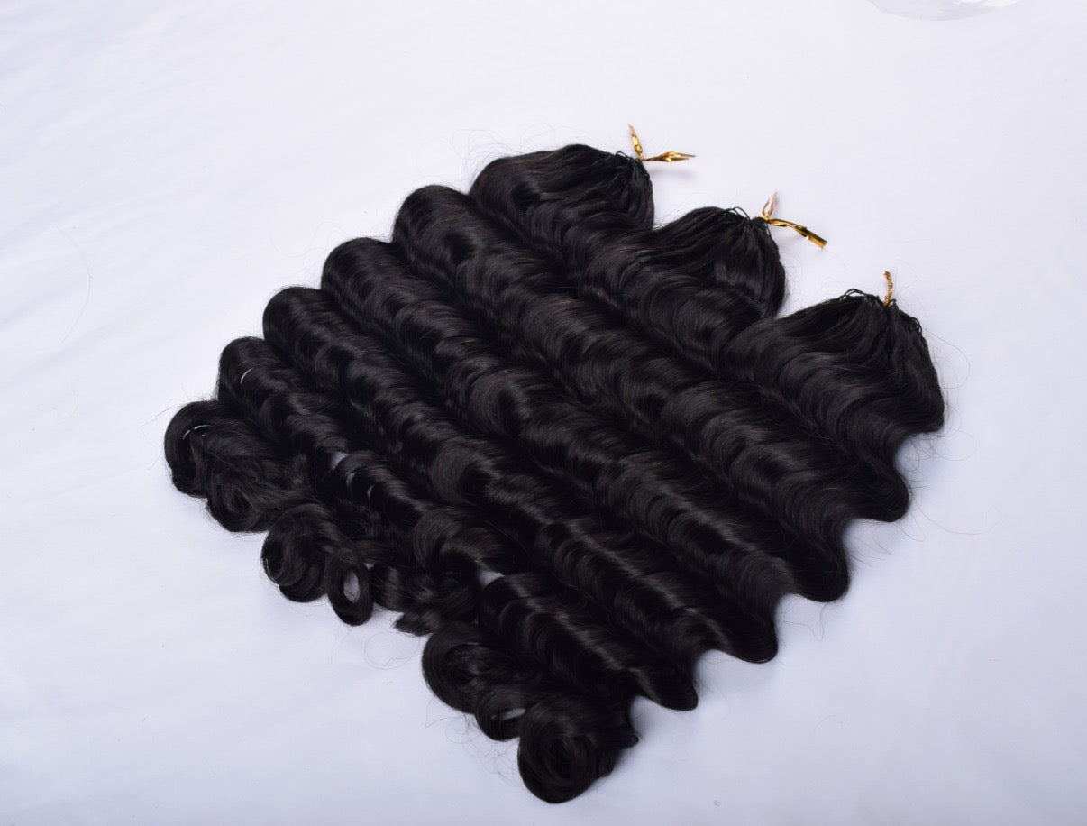 Italian  Curly,Loose Curls feather Crochet Human Hair Reusable