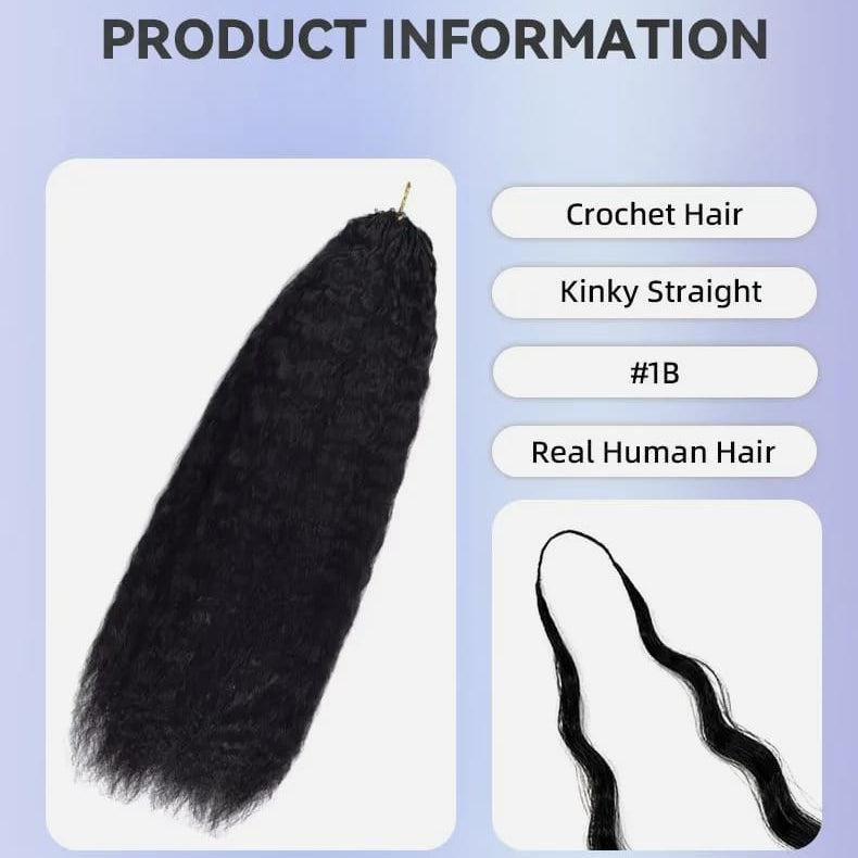 Kinky Straight Crochet Human Hair – Reusable